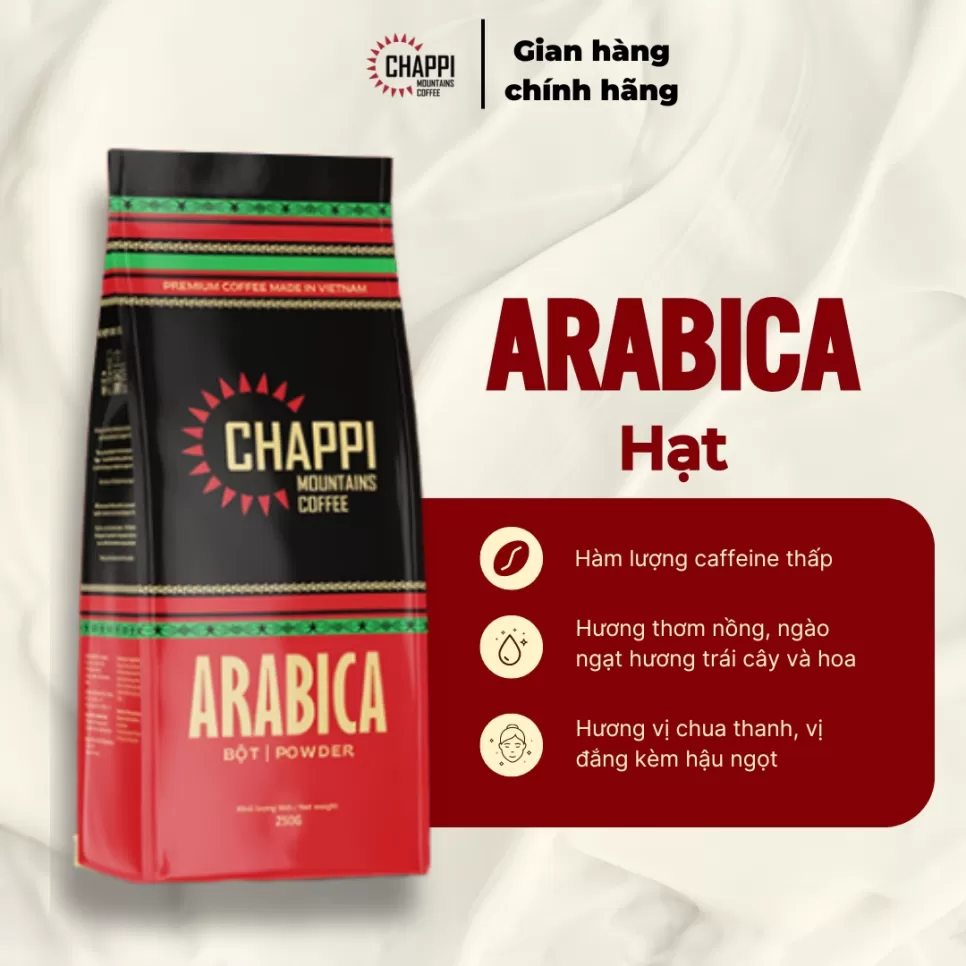 CÀ PHÊ HẠT ARABICA HIỆN ĐẠI (vị chua nhẹ, thơm, ít caffein không bị say cà phê)